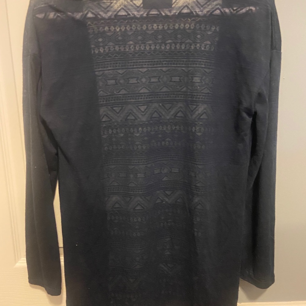 Janina women’s burn out print navy 3/4 sleeve cardigan size 6 EUC - Picture 4 of 5